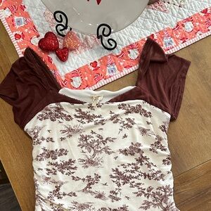 Sterling and stitch Brown and Cream Women's Top